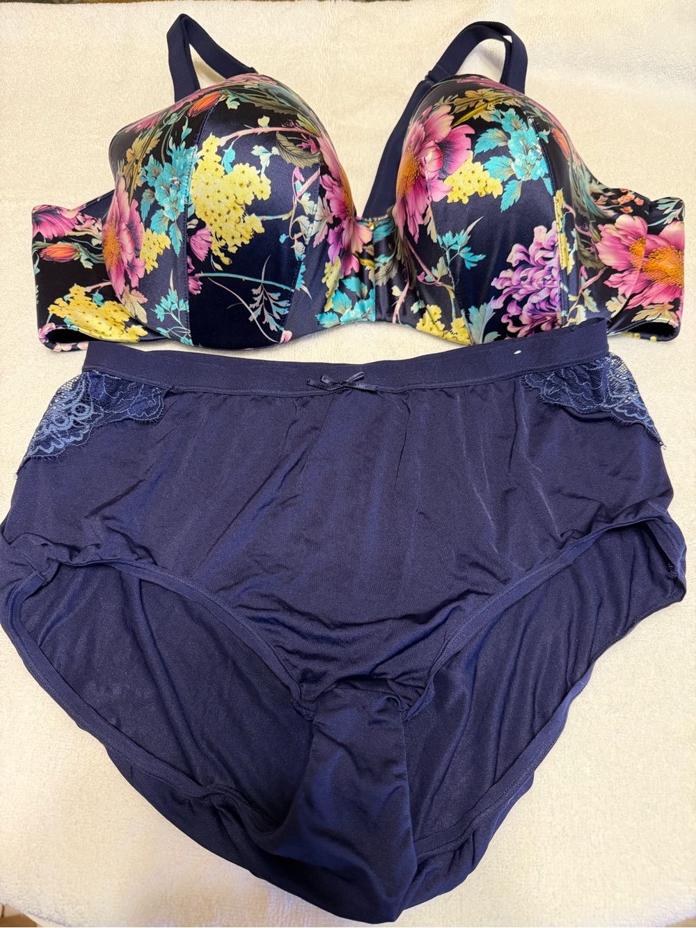 Cacique Lightly Lined Floral Balconette Bra & Brief Set